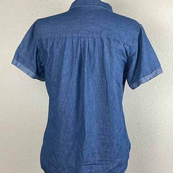 Pre-Owed Mr. Wonder Womens Denim Short Sleeve Button Up Top Size S - Picture 5 of 6